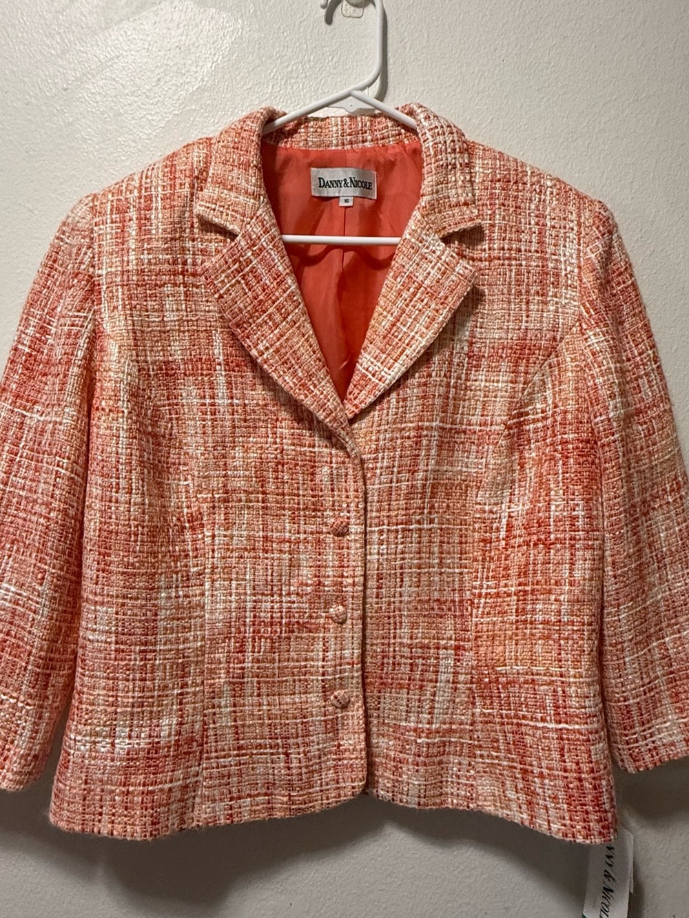 Danny & Nicole Coral-White Tweed Tailored Blazer